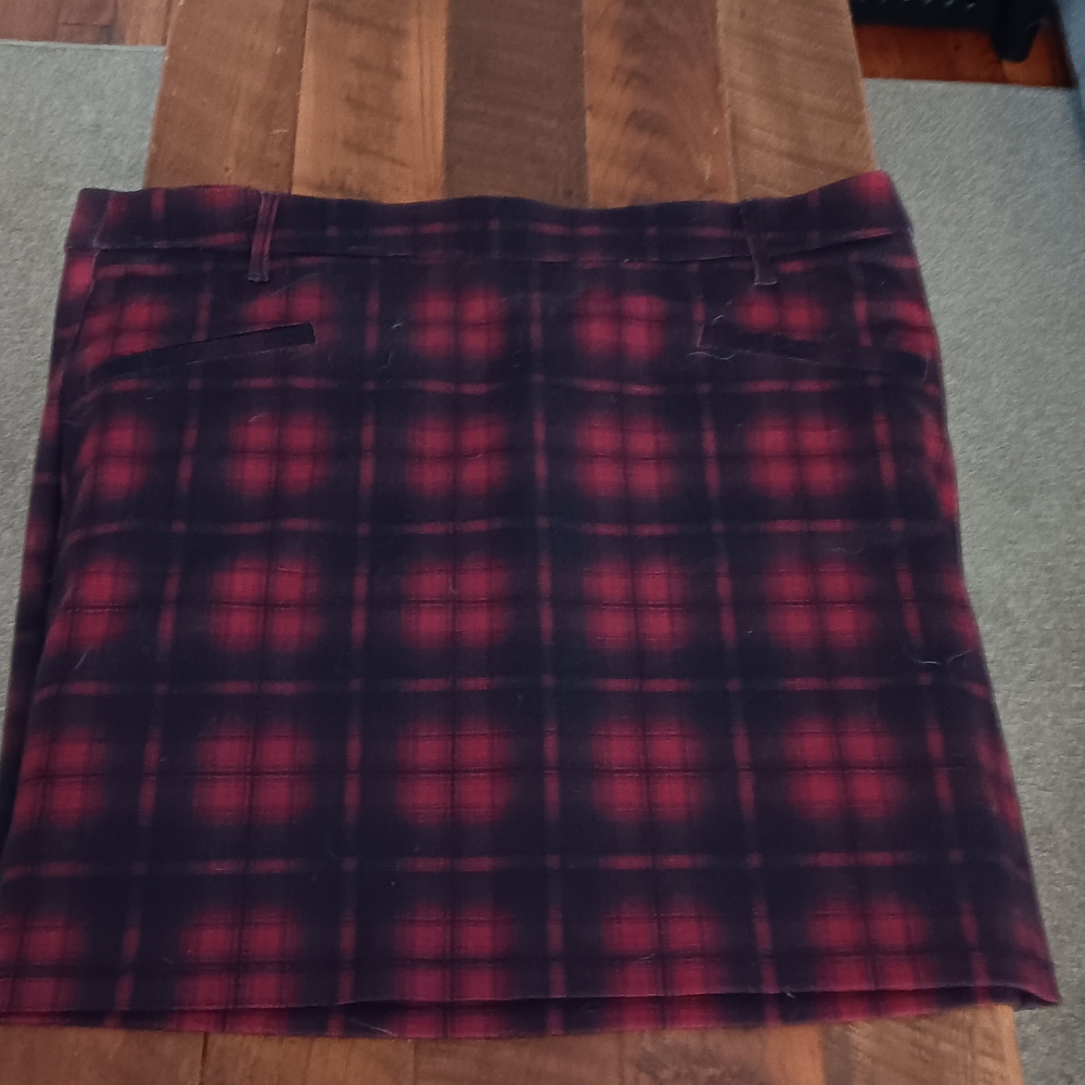 Maurices Dark Red and Black Checkered Pencil Skirt